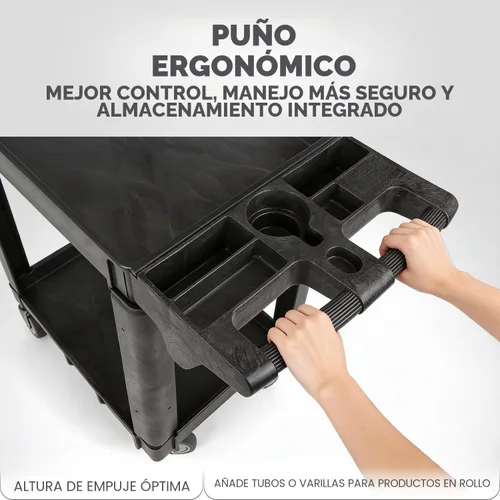 Vista 4 de Simpli-Magic Carrito utilitario rodante sobre ruedas, resistente con mango ergonómico, estantes profundos para garaje, almacén, taller, capacidad