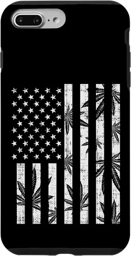 Vista 9 de Funda para iPhone 14 Weed Bandera de Estados Unidos Retro Marihuana Cannabis Patriot Stoner