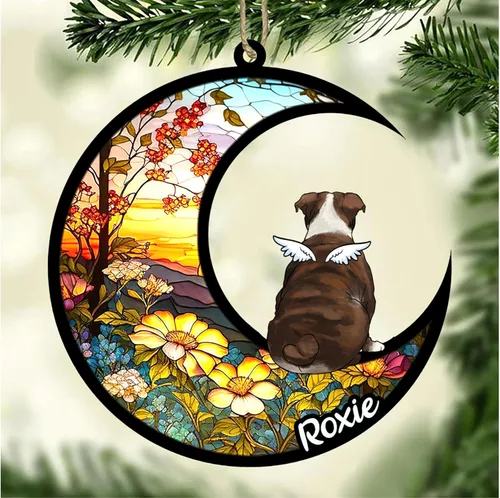 Vista 659 de LOVELYPOD Adorno de Navidad personalizado para perro Basset Hound (marrón) Basset Hound (marrón) adorno para atrapasoles de perro, razas de perros