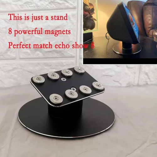 Vista 3 de Adjustable Stand only for Ech_ooo Show 8 / Ech_ooo Show 8 (2nd Gen), Tilt + Swivel,Aluminum Stand with 8 Magnets Black