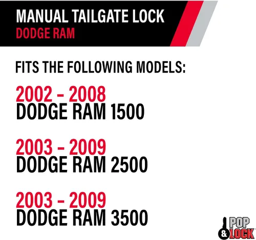 Vista 12 de Pop & Lock - Cerradura manual de puerta trasera para Dodge Ram, Negro