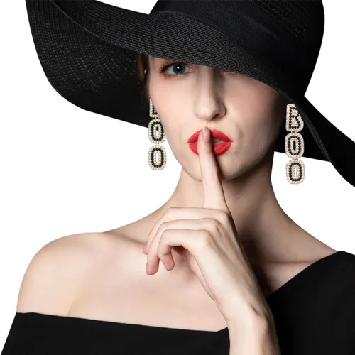 Vista 2 de HolidayQbee Pendientes de Halloween para mujer, aretes de otoño esmaltados de moda