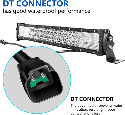 Vista 7 de SKYWORLD 22 pulgadas 270 W triple fila 7D LED barra de luz de trabajo Spot Flood Combo Beam DC 12V-24V 6000K impermeable vehículos todoterreno 4x4