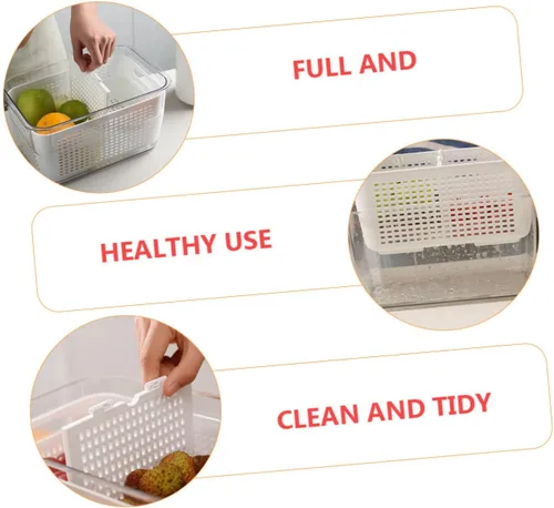 Vista 2 de Cabilock Recipientes de pasta de 1. Colador de cocina de 7 litros, doble capa, cesta de drenaje de verduras, de plástico, para lavar frutas