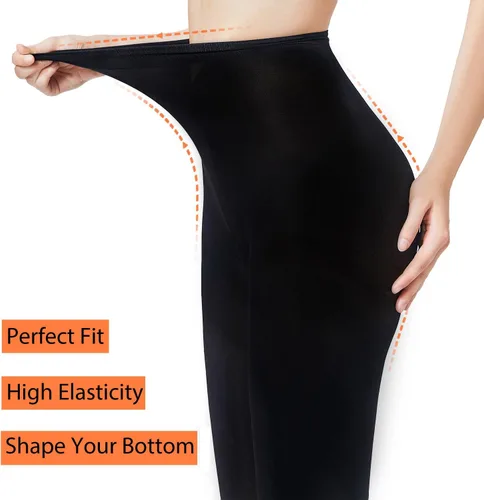 Vista 2 de Medias negras semiopacas para mujer, mallas transparentes de invierno de microfibra 40D para control superior