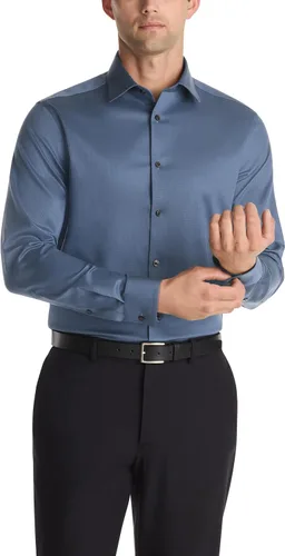 Vista 17 de Calvin Klein Camisa de vestir para hombre, ajuste regular, sin planchado, elástica, sólida Ceniza