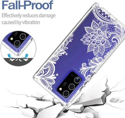 Vista 7 de Funda para Galaxy Note 20 Ultra 5G SM-N986U con protector de pantalla de vidrio templado, funda protectora de cuerpo completo con patrón de mandala