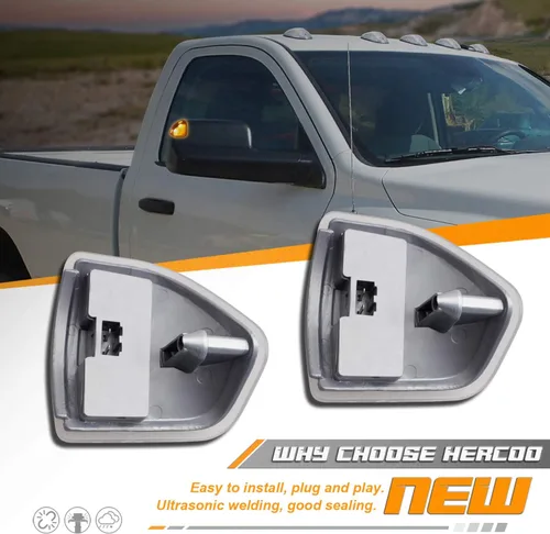 Vista 2 de HERCOO Luz LED para señal de giro del espejo lateral, lámparas izquierda y derecha con lente de cubierta transparente para 68302828AA 68302829AA