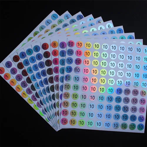 Vista 4 de 30 hojas de 1 a 30 calcomanías reflectantes impermeables con números láser, calcomanías redondas autoadhesivas/inventario/etiqueta organizadora