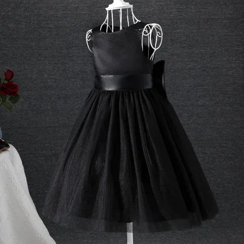 Vista 8 de OPAWO Vestidos negros para niña de flores para boda, vestido de Halloween, vestido de tul de encaje 3D satén princesa vestido de fiesta de bebé