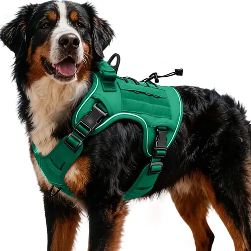 Vista 79 de Arnés táctico para perros grandes, chaleco reflectante ajustable sin tirones con sistema Molle, control de grado militar K9 para entrenamiento