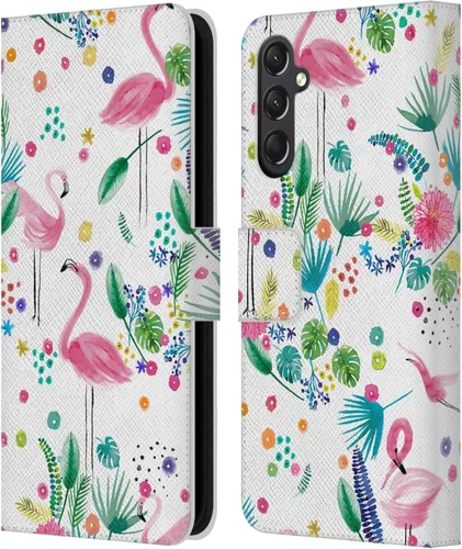 Vista 52 de Head Case Designs Officially Licensed Ninola Brushstrokes Black Summer Patterns Leather Wallet Case Compatible with Samsung Galaxy A07 4G