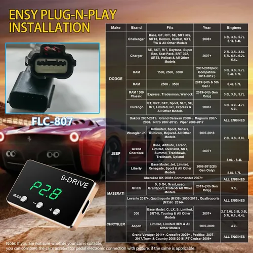 Vista 2 de Liiiyuan Controlador de respuesta del acelerador, acelerador electrónico inteligente de carreras 9 unidades 9 modos universal para Dodge Maserati