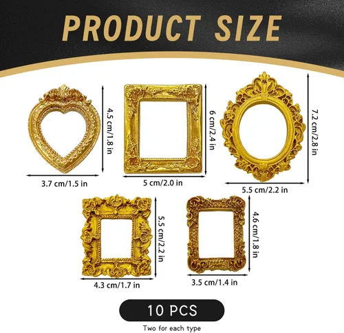 Vista 4 de Mini Frames 10PCS Gold Vintage Photo Frames for Crafts