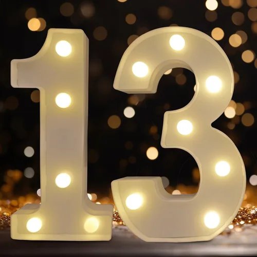 Vista 40 de Números de marquesina LED, números iluminados 2025 para fiestas, letras pequeñas iluminadas, número iluminado a pilas para cumpleaños o decoración