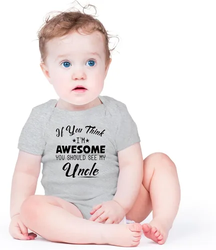 Vista 6 de AW Fashions If You Think, I'm Awesome You Should See My Uncle - Body para bebé recién nacido