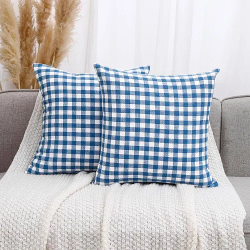 Vista 15 de CARRIE HOME - Juego de 2 fundas de almohada de exterior a cuadros de búfalo blanco y negro de 16 x 16, almohadas de sofá de decoración de granja