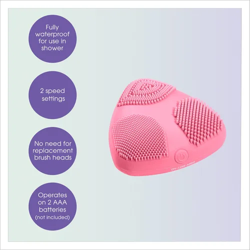 Vista 6 de True Glow by Conair Skinpod Cepillo de limpieza facial de silicona con 3 zonas de cepillo, funciona