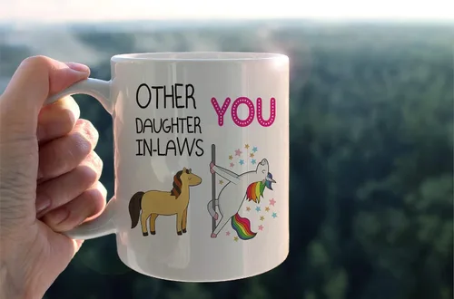 Vista 3 de kunlisa Taza de regalo para nuera, Taza de cerámica para nuera de 11 oz - Taza de café, leche y té, regalos para nuera de la madrastra y padrastro