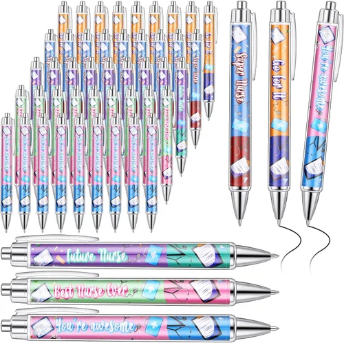 Vista 9 de Jetec Juego de 10 Bolígrafos de Enfermera a Granel Regalo de Navidad CNA Tinta de Apreciación Bolígrafos Divertidos Conjunto Médico Mensaje