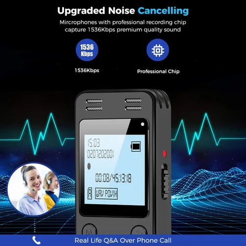 Vista 9 de EVIDA - Grabadora de voz digital de 128 GB para conferencias y reuniones, 9296 horas, dispositivo de grabación activado por voz, grabadora de audio