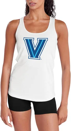 Vista 356 de Camiseta deportiva sin mangas oficial de NCAA Collegiate para mujer, con espalda cruzada, colección con logotipo primario