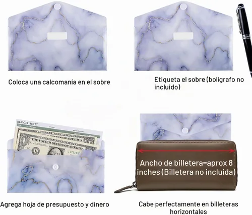 Vista 4 de Yoption Sistema de sobres de efectivo de 32 piezas, paquete de 15 sobres de plástico reutilizables impermeables para presupuesto, 15 hojas