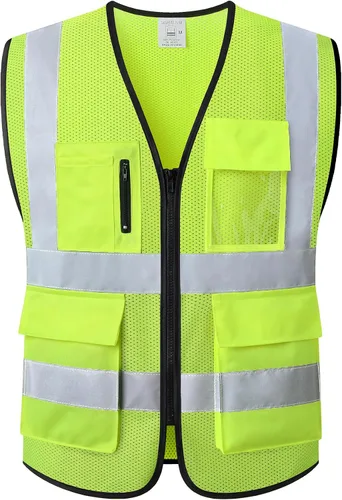Vista 7 de Chaleco de seguridad reflectante para hombres y mujeres, chaleco de construcción que cumple con el estándar ANSI/ISEA