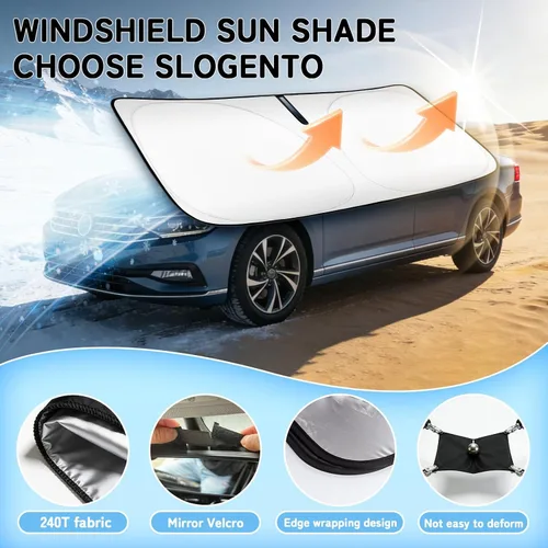 Vista 3 de Parasol plegable para parabrisas visor solar para ventana frontal accesorios de automóvil Blocks UV Rays and Sun Heat, Helps Reduce