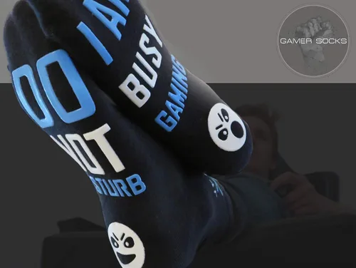 Vista 2 de Calcetines de juego Do not molestar Im Gaming Socks para hombres, niños y adolescentes, regalos para jugadores, calcetines divertidos y regalos