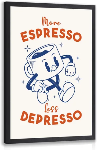 Vista 14 de Cyebmo Arte de Pared Retro Enmarcado de Café, Decoración de Pared de Taza de Café y Planta, Pintura en Lienzo de Acuarela de Café, Póster
