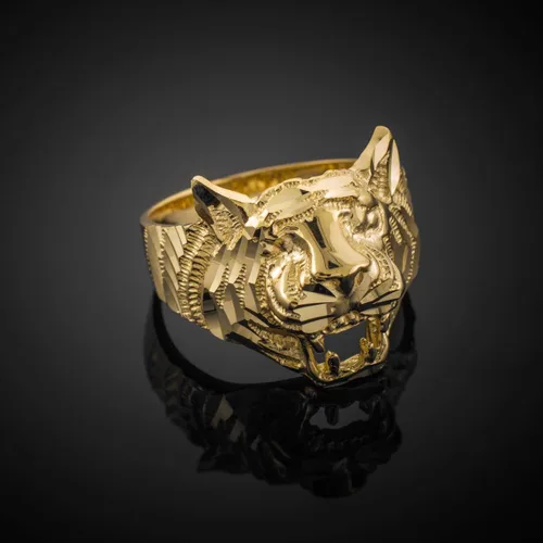 Vista 2 de Animal Kingdom Anillo de tigre de oro amarillo de 10 quilates para mujer
