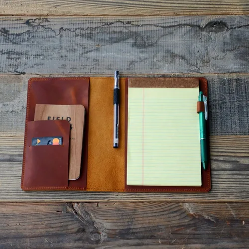 Vista 4 de JJNUSA Funda de cuero compatible con tops The Legal Pad Writing Pads de 5 x 8 pulgadas, regla legal, cuadernos envejecidos funda de cuero genuino A5