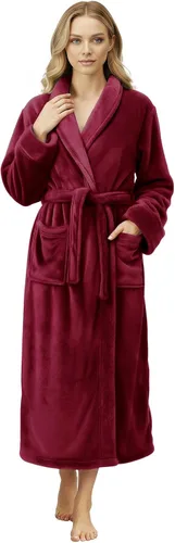 Vista 7 de NY Threads - Bata de baño de lujo para mujer, bata larga de forro polar suave y esponjosa para mujer Negro