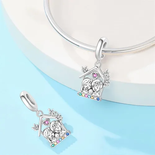 Vista 3 de Dijes de plata de ley 925 para pulseras, collares, colgante con circonitas cúbicas 5A dije charm para mujeres joyería DIY