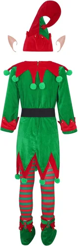 Vista 2 de Jugaoge Disfraz de elfo navideño para niños, disfraz de Santa Claus para niños y niñas, traje festivo