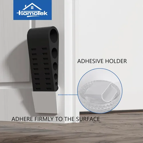 Vista 7 de HOMOTEK Paquete de 2 topes de puerta de goma con forma de cuña para puertas de puerta, protectores de pared para piso e parte inferior de la puerta
