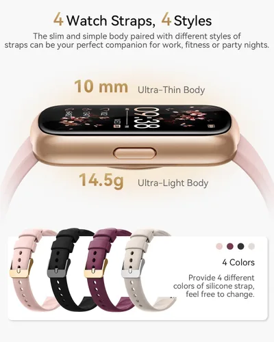 Vista 6 de Rastreador de Fitness, Relojes Inteligentes para Mujeres con Monitor de Frecuencia Cardíaca 24/7, Rastreador de Sueño, Entrenamiento de Respiración