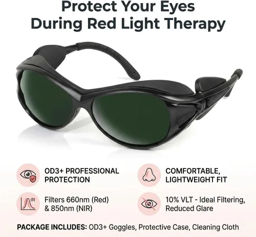 Vista 4 de Gafas de Terapia de Luz Roja, Gafas de Seguridad Láser IPL 200-2000nm para Depilación Láser y Terapia de Luz Roja, terapia de luz infrarroja