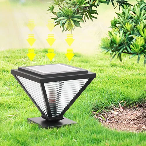 Vista 3 de Luces de poste al aire libre, luz solar de cabeza de poste moderna de acero inoxidable IP55, lámpara de pilar impermeable al aire libre, villa