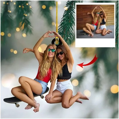 Vista 17 de Adorno personalizado para tu foto, adorno de mica con foto personalizada, adorno de Navidad familiar, adorno de Navidad familiar personalizado