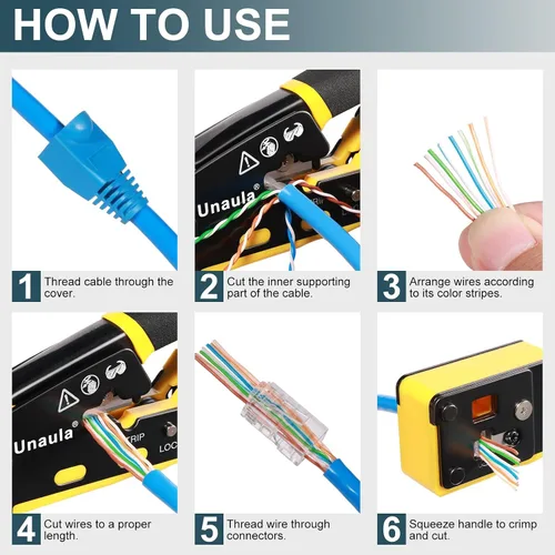 Vista 7 de Kit de Herramienta de Crimpado RJ45 de Paso Ethernet, Crimpadora Cat5 Cat6, Kit de Herramienta de Crimpado, Kit de Herramienta de Crimpado Ethernet