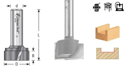 Vista 2 de Amana Tool - 45566 Limpieza inferior con punta de carburo/Spoilboard 1-1/2 Dia x 5/8 x 1/2