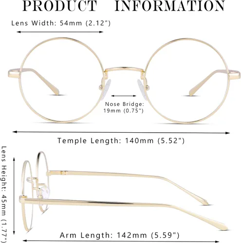Vista 3 de Pro Acme Lentes de lente transparentes con marco de metal redondo clásico
