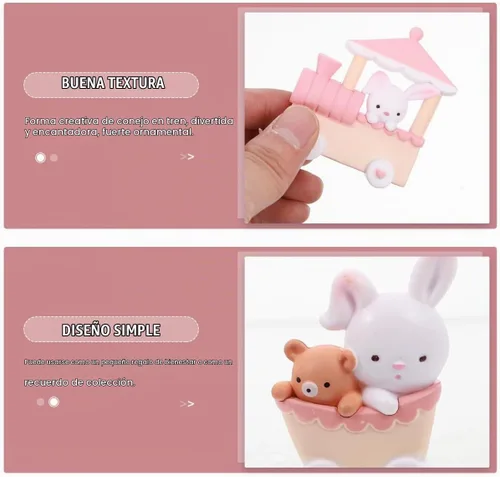 Vista 7 de PRETYZOOM 3 piezas de mini adornos de conejo para tartas de 2.2 x 2.2 pulgadas, adornos de muñeca de conejito en miniatura, decoraciones de pastel