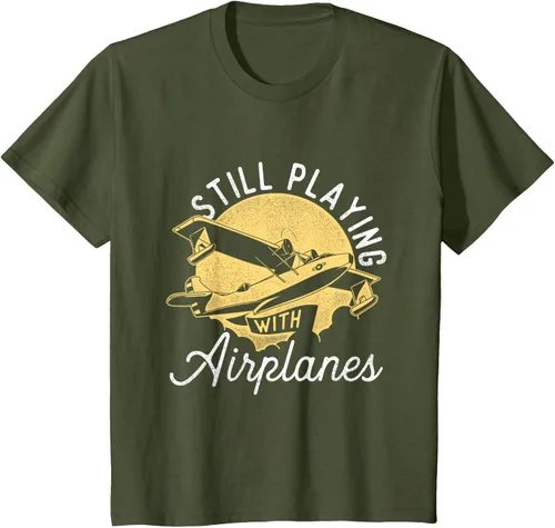 Vista 13 de Still Playing With Airplanes - Camiseta de control remoto RC Avión Piloto, Negro