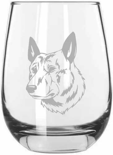 Vista 498 de Shar Pei (chino) - Vaso de vino sin tallo grabado para perro, 15.25 onzas