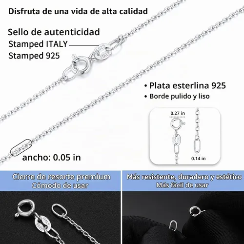 Vista 3 de Jewlpire 18k Gold Plated 925 Sterling Silver Chain Necklace for Women, 1.2mm Cable Chain Necklace Super Sturdy & Shiny Women's Chains Necklaces