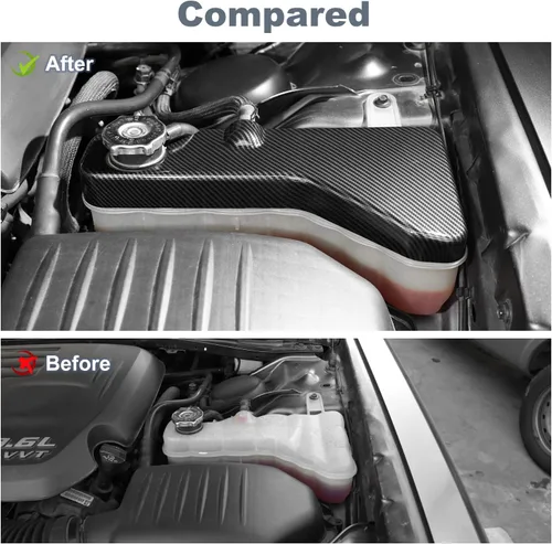 Vista 2 de JWWY Cubierta para compartimento del motor del tanque de refrigerante Challenger para Dodge Challenger Charger Chrysler 300c Accesorios 2011-2025+