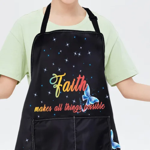 Vista 4 de CMNIM Delantales cristianos para regalo religioso, versículos de la Biblia, delantal de cocina cristiana con bolsillos, delantal de cocina Faith